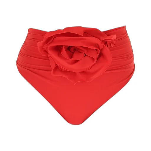 Rose Appliqué Ruched Bikini Bottoms