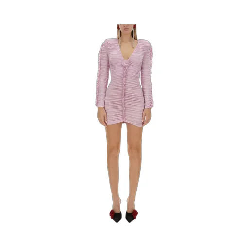 Floral-Applique Ruched Mini Dress