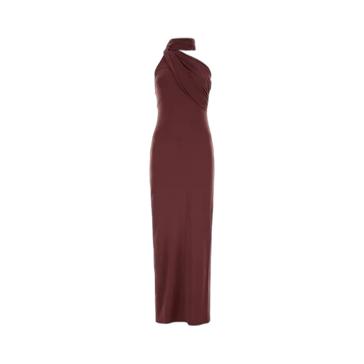 Shawl-Collar Sleeveless Maxi Dress