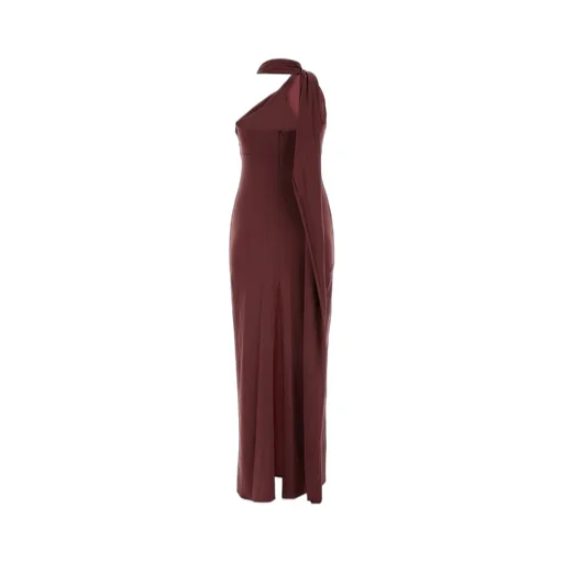 Shawl-Collar Sleeveless Maxi Dress