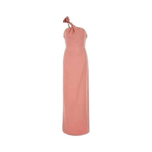 One Shoulder Rose Appliqué Midi Dress