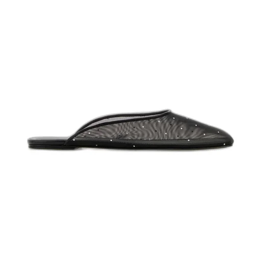 Embellished Mesh Flat Mules
