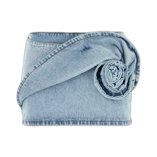 Floral Appliqué Denim Mini Skirt