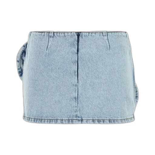 Floral Appliqué Denim Mini Skirt