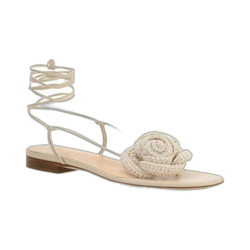 Wrap Around Flat Flower Sandals
