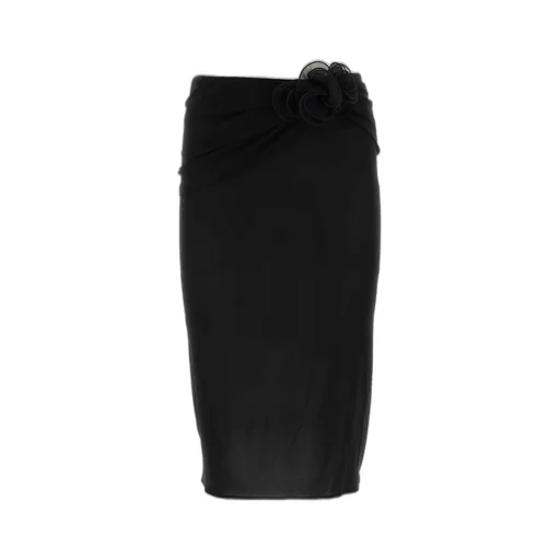 Floral-Appliqué Straight Hem Pencil Skirt