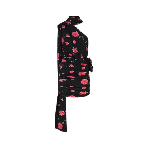 Rose-Print Stretch Mini Dress