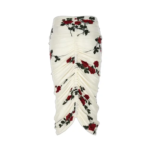 Floral Printed Ruched Midi Skirt