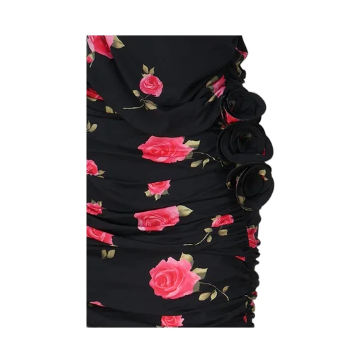 Rose-Print Stretch Mini Dress