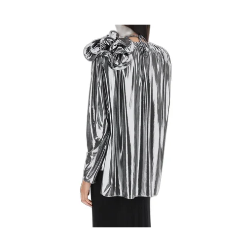 Rose Appliqué Long-Sleeved Blouse
