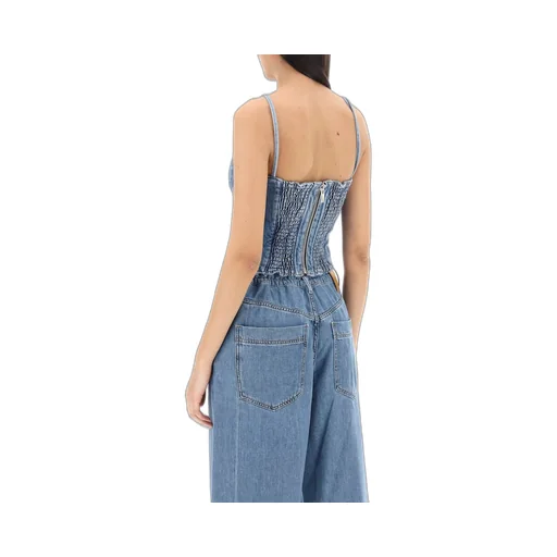 Corset Cropped Denim Tank Top
