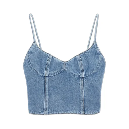 Corset Cropped Denim Tank Top