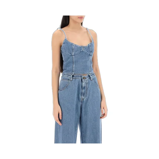 Corset Cropped Denim Tank Top