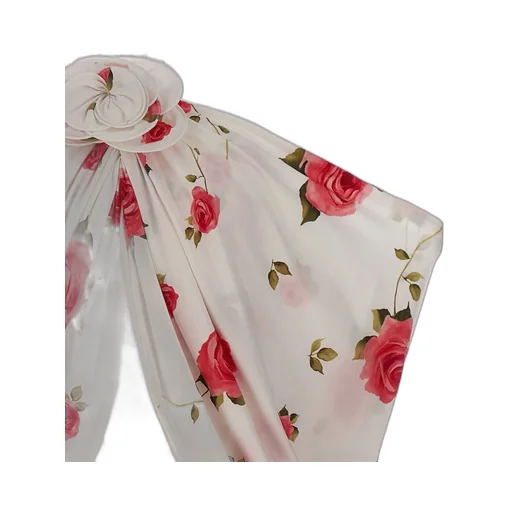 Ruched Flower Appliqué Wrapped Dress