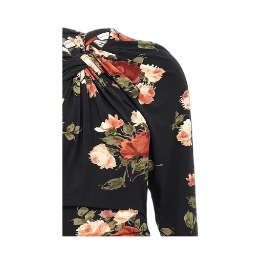 Floral-Printed Draped Mini Dress