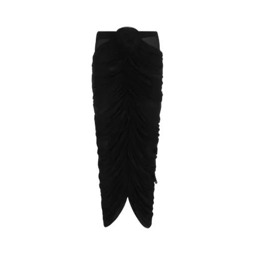 Ruched Rose Patch Midi Skirt