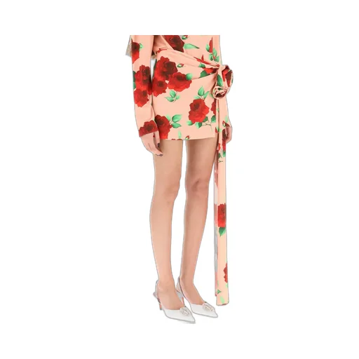 3D Rose Drap-Detailed Mini Skirt