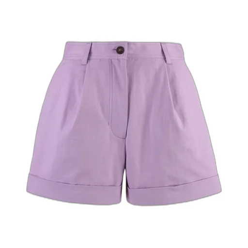 Logo Embroidered Pleated Rolled-Hem Shorts