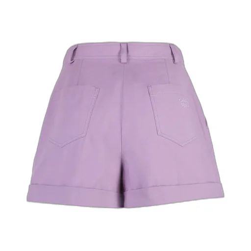 Logo Embroidered Pleated Rolled-Hem Shorts