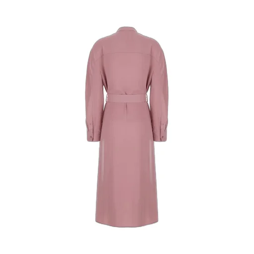 Tied-Neck Belted Midi Shirt Dress
