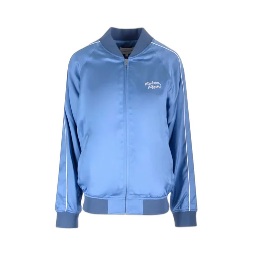 Teddy Logo Embroidered Satin Bomber Jacket