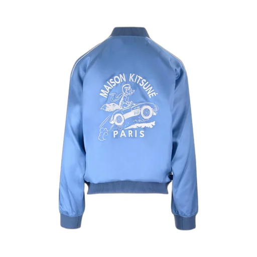 Teddy Logo Embroidered Satin Bomber Jacket