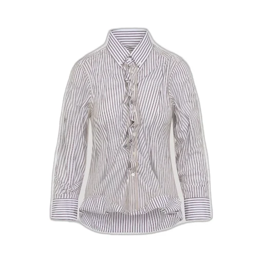 Striped Ruffled Long-Sleeve Shirt