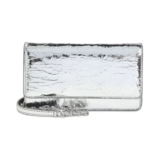 Textured Foldover Chain Wallet