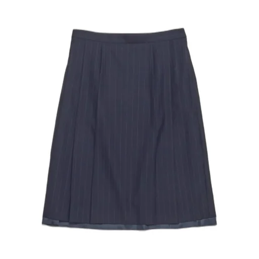 Striped Pleated Midi Skirt