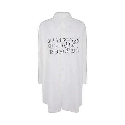 Signature Numbers Motif Buttoned Shirt Dress