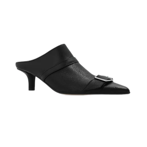 Pointed-Toe Buckle-Detailed Mules