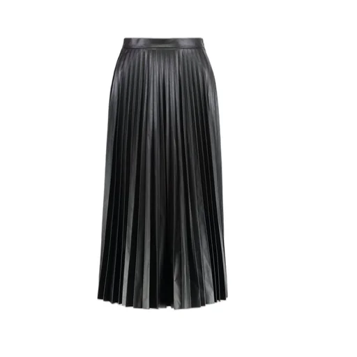 Pleated Faux Leather Skirt
