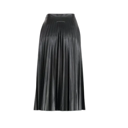 Pleated Faux Leather Skirt