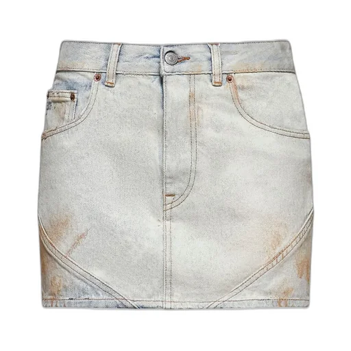 Logo-Patch Distressed Denim Mini Skirt