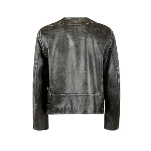 Distressed-Effect Belted Jacket