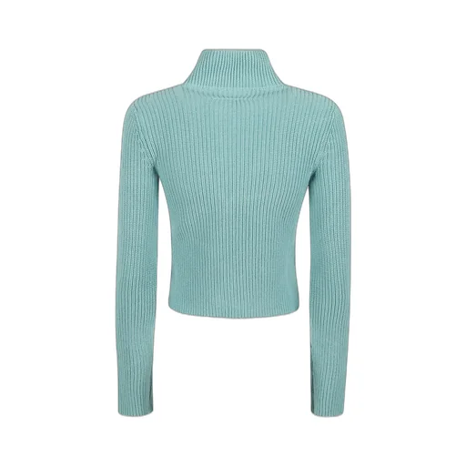 Raw-Cut Zipped Cropped Cardigan