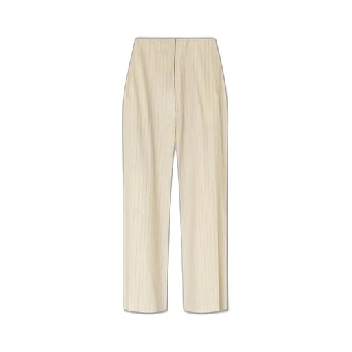 High-Waist Pinstriped Wide-Leg Trousers
