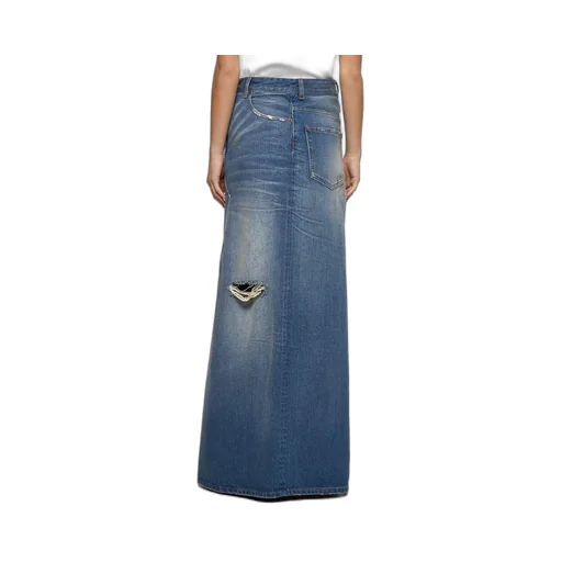 Distressed Denim Maxi Skirt