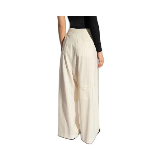 High-Waist Pinstriped Wide-Leg Trousers