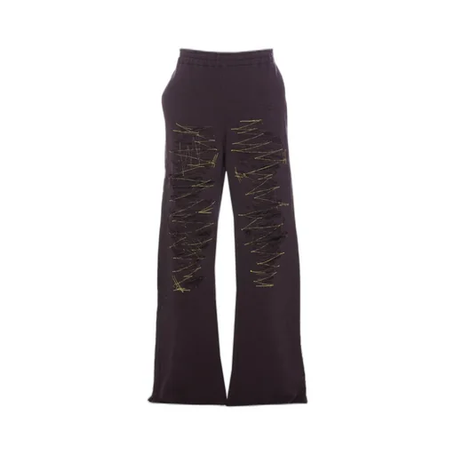 Numbers-Motif Wide-Leg Track Pants