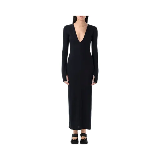 V-Neck Long-Sleeved Dress