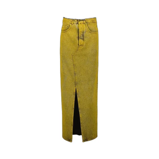 Straight Hem Denim Maxi Skirt