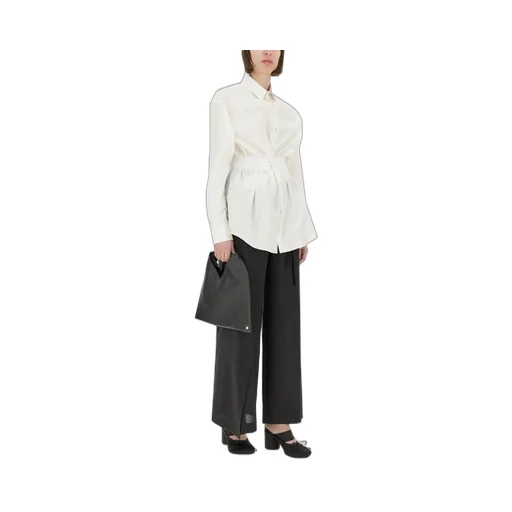 Tie-Fastened Flared Trousers