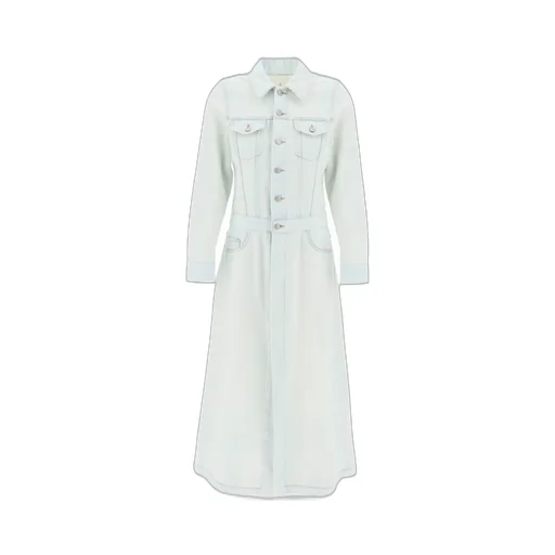 Denim Long-Sleeved Midi Dress