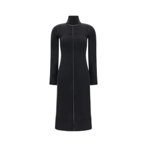 High Neck Long Sleeved Midi Dress
