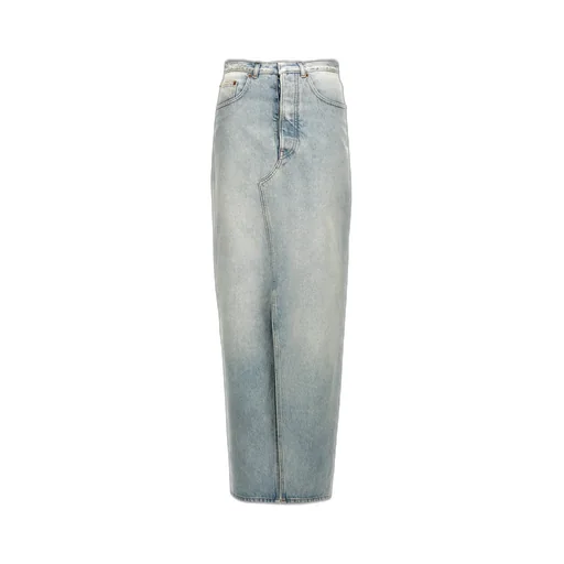 Frayed Maxi Denim Skirt