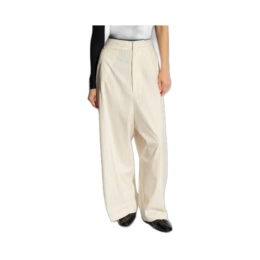 High-Waist Pinstriped Wide-Leg Trousers