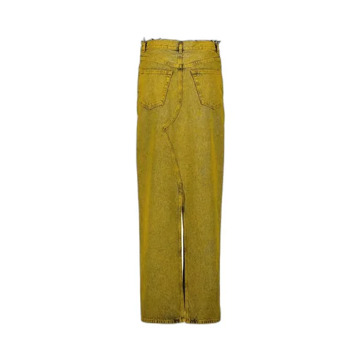 Straight Hem Denim Maxi Skirt