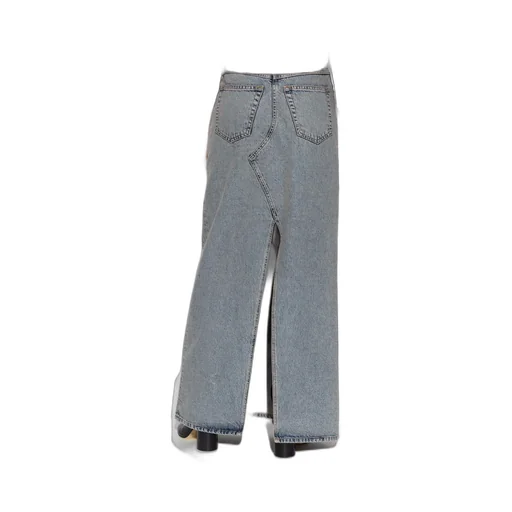 Logo-Patch Slit Denim Maxi Skirt