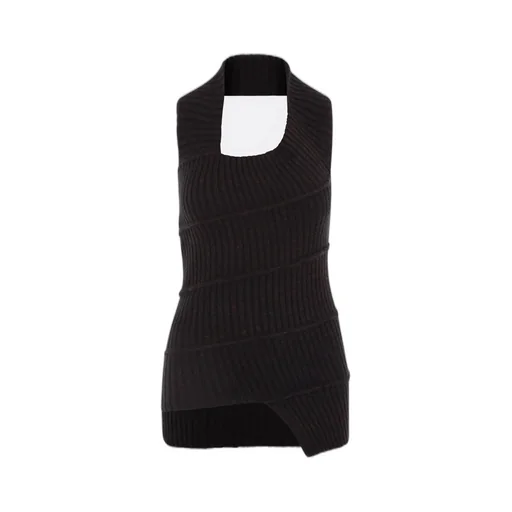 Cut Out Detailed Asymmetric Knitted Top